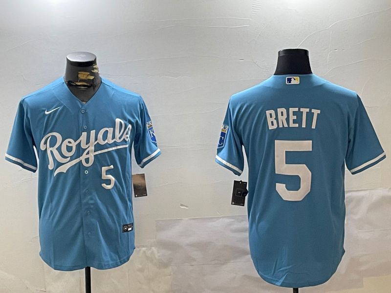 Men Kansas City Royals #5 Brett Light Blue Game 2024 Nike MLB Jersey style 3